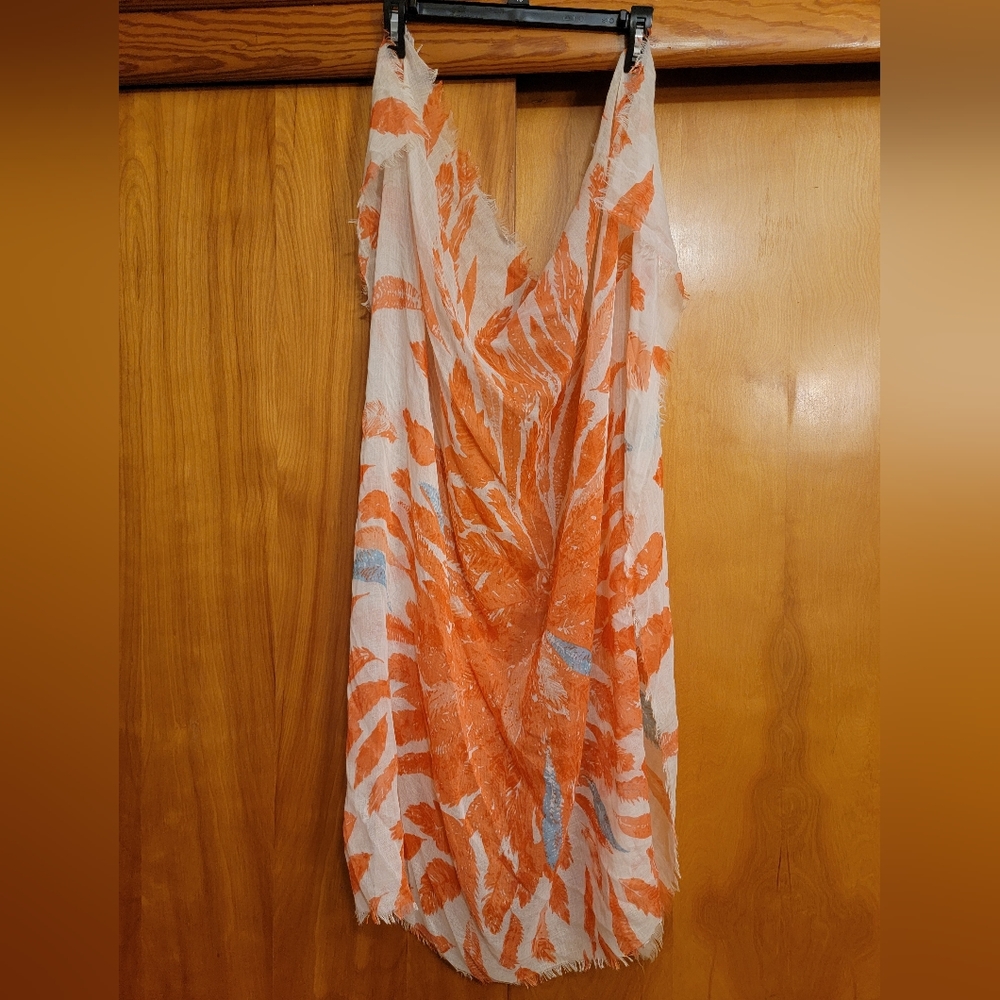 Pink and blue feather scarf